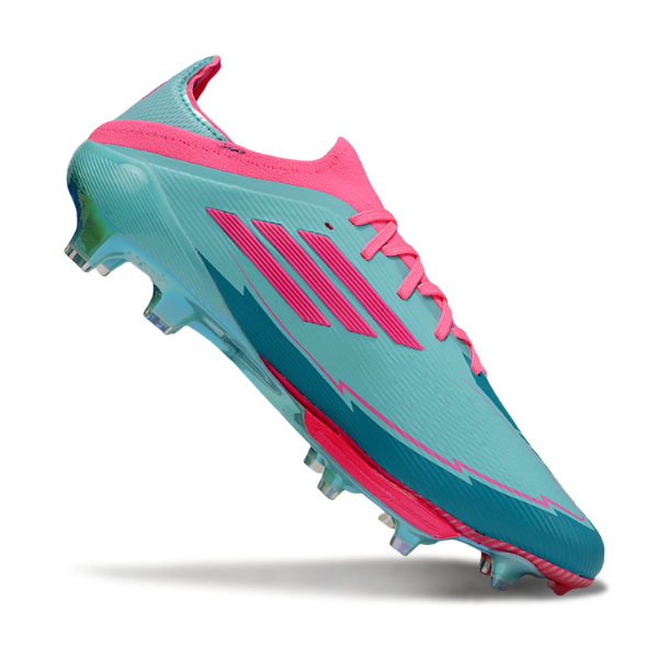 Chuteira Campo Adidas F50+ Elite FG Azul Claro e Rosa