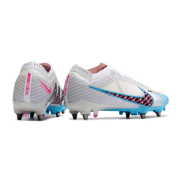 Chuteira Campo Nike Zoom Mercurial Vapor 15 Elite SG Trava Mista Cinza, Azul e Rosa