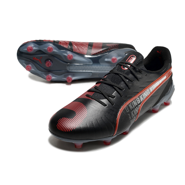 Chuteira Campo Puma King Ultimate FG Preta e Vermelha