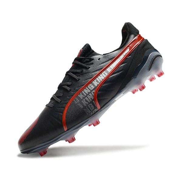 Chuteira Campo Puma King Ultimate FG Preta e Vermelha
