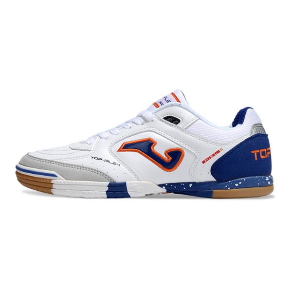 Chuteira Futsal Joma Top Flex 24 IC Branca, Azul e Laranja