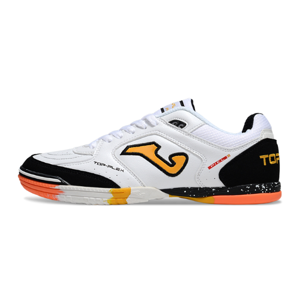 Chuteira Futsal Joma Top Flex 24 IC Branca, Preta e Laranja