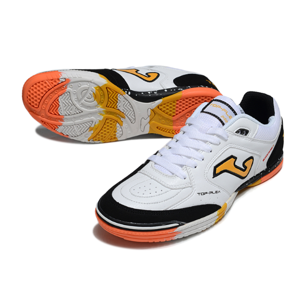 Chuteira Futsal Joma Top Flex 24 IC Branca, Preta e Laranja