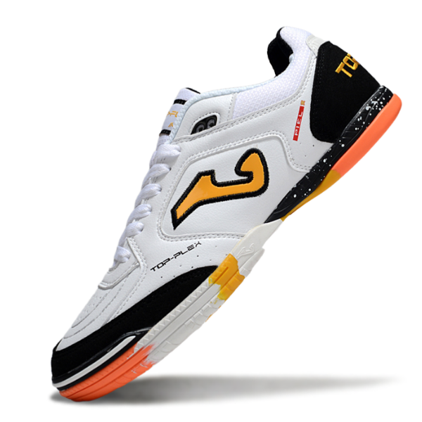 Chuteira Futsal Joma Top Flex 24 IC Branca, Preta e Laranja