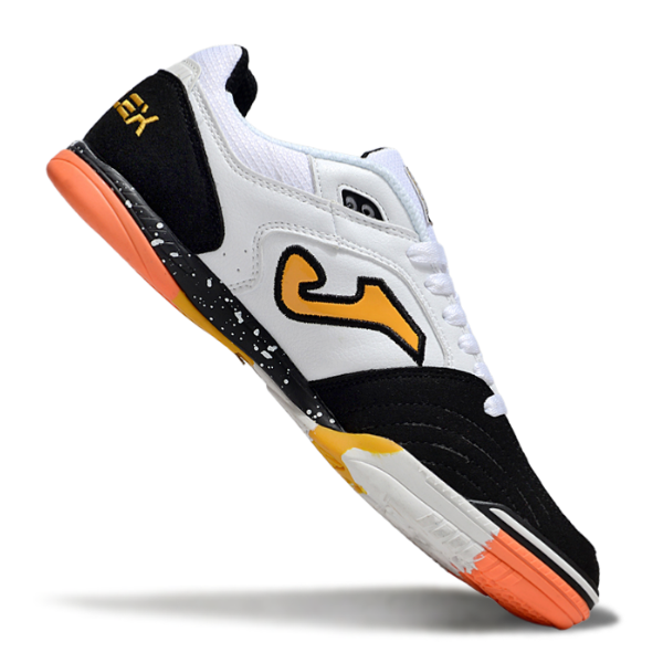 Chuteira Futsal Joma Top Flex 24 IC Branca, Preta e Laranja