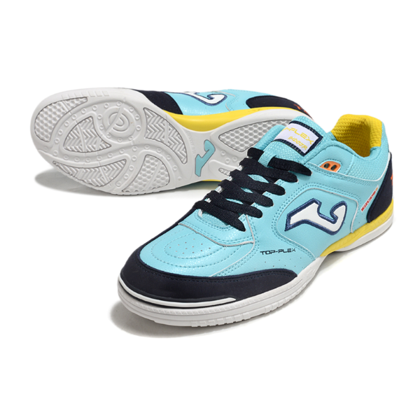 Chuteira Futsal Joma Top Flex 24 IC Azul Claro e Amarelo