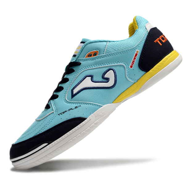 Chuteira Futsal Joma Top Flex 24 IC Azul Claro e Amarelo