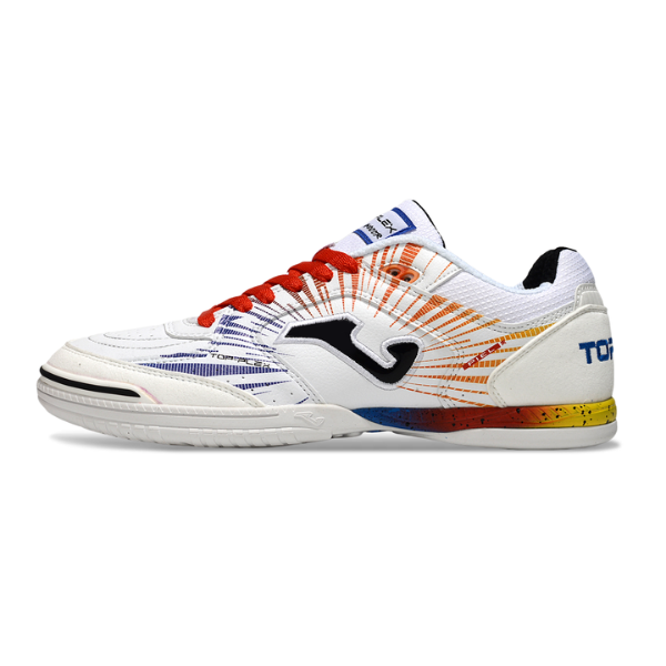 Chuteira Futsal Joma Top Flex 24 IC Branca, Azul e Laranja
