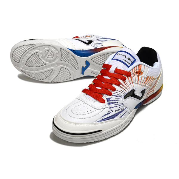 Chuteira Futsal Joma Top Flex 24 IC Branca, Azul e Laranja