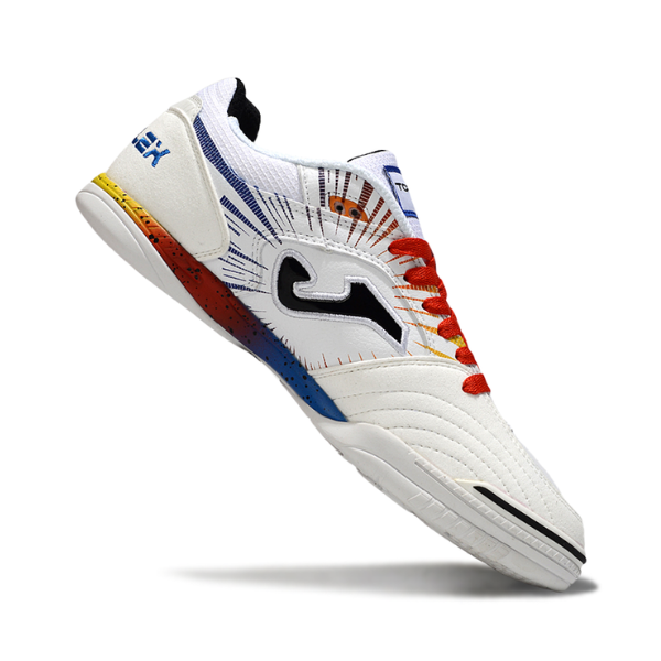 Chuteira Futsal Joma Top Flex 24 IC Branca, Azul e Laranja