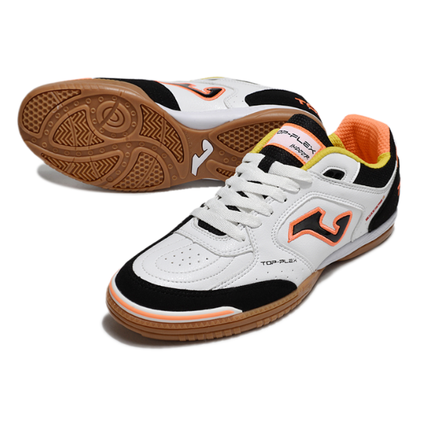 Chuteira Futsal Joma Top Flex 24 IC Branco, Preto e Laranja