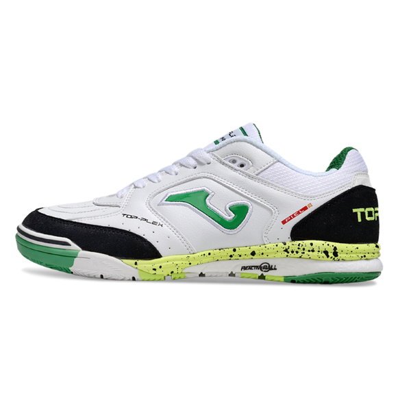 Chuteira Futsal Joma Top Flex Rebound IC Branca, Preta e Verde