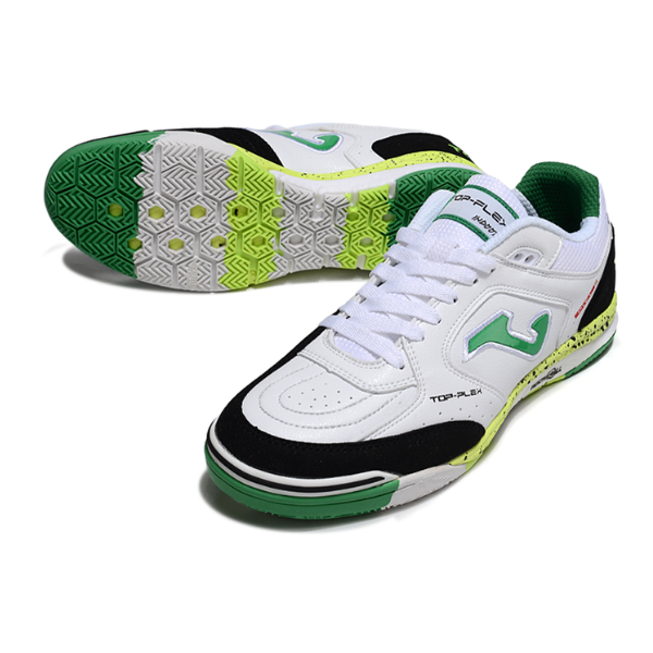 Chuteira Futsal Joma Top Flex Rebound IC Branca, Preta e Verde