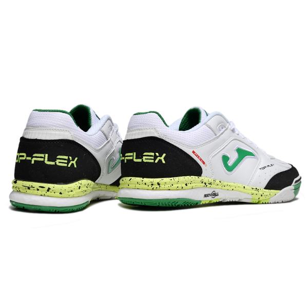 Chuteira Futsal Joma Top Flex Rebound IC Branca, Preta e Verde
