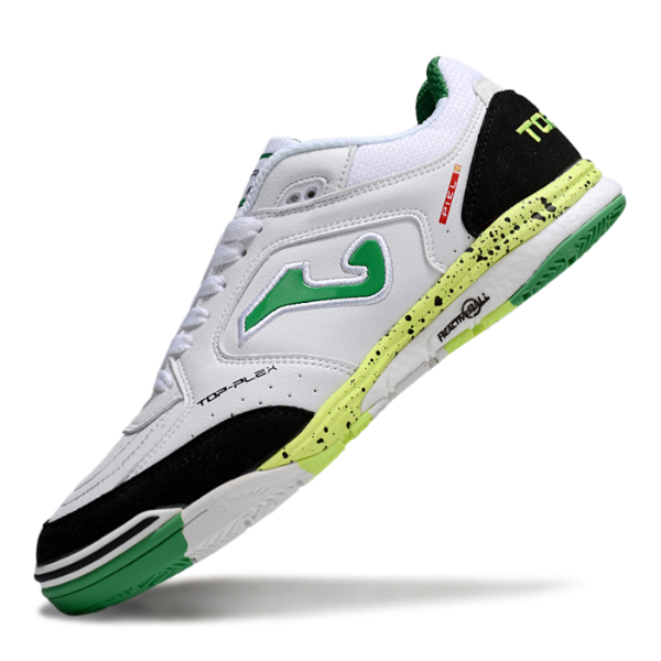 Chuteira Futsal Joma Top Flex Rebound IC Branca, Preta e Verde