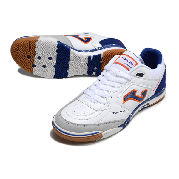 Chuteira Futsal Joma Top Flex Rebound IC Branca e Azul