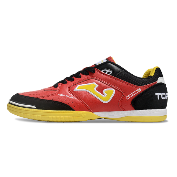 Chuteira Futsal Joma Top Flex 24 IC Preto, Vermelho e Amarelo