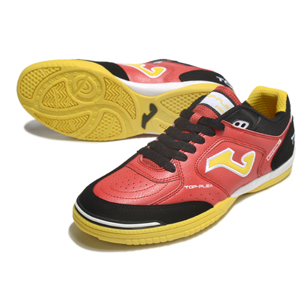 Chuteira Futsal Joma Top Flex 24 IC Preto, Vermelho e Amarelo