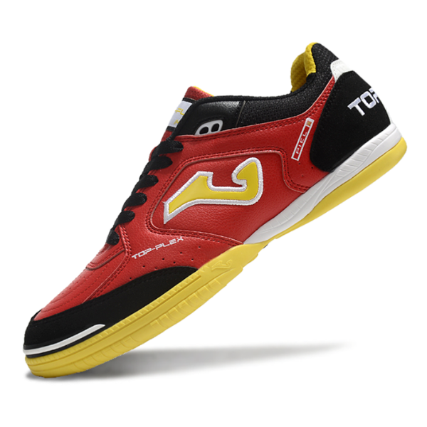 Chuteira Futsal Joma Top Flex 24 IC Preto, Vermelho e Amarelo