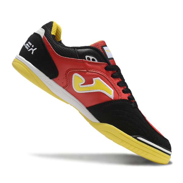 Chuteira Futsal Joma Top Flex 24 IC Preto, Vermelho e Amarelo