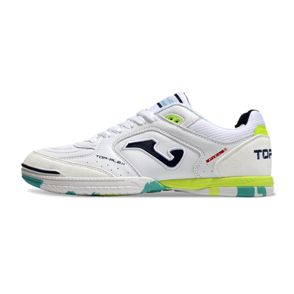 Chuteira Futsal Joma Top Flex 24 IC Branco, Verde e Amarelo