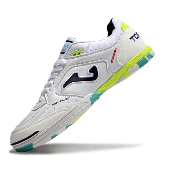 Chuteira Futsal Joma Top Flex 24 IC Branco, Verde e Amarelo