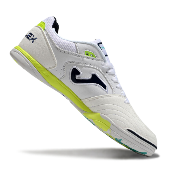 Chuteira Futsal Joma Top Flex 24 IC Branco, Verde e Amarelo