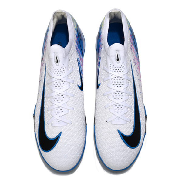 Chuteira Infantil Society Nike Zoom Mercurial Vapor 16 Elite TF Branca e Azul