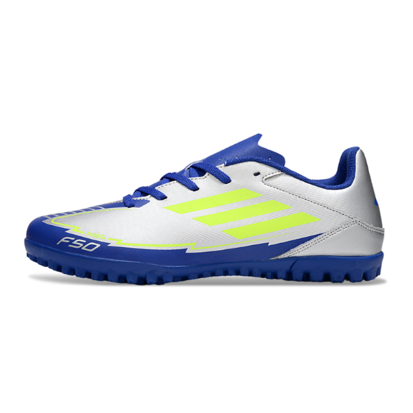 Chuteira Society Adidas F50 Club TF Cinza e Azul Escuro