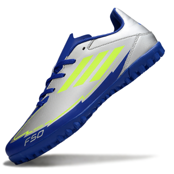 Chuteira Society Adidas F50 Club TF Cinza e Azul Escuro