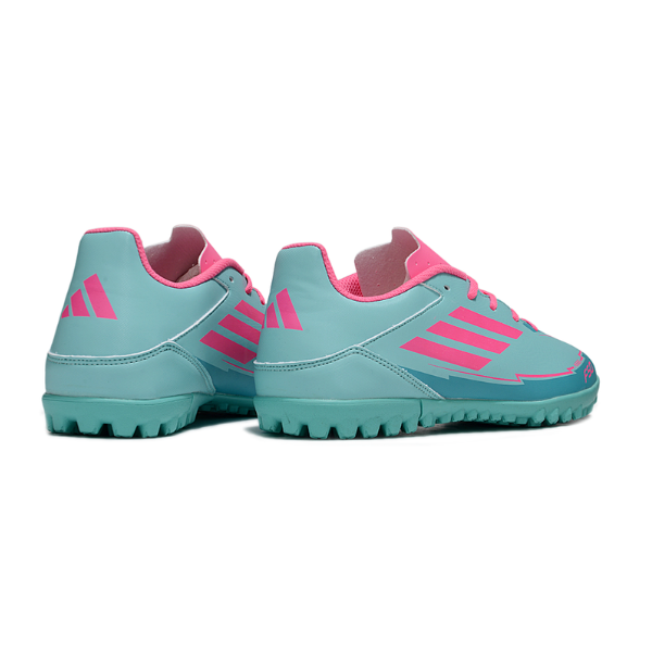 Chuteira Society Adidas F50 Club TF Messi Azul Claro e Rosa
