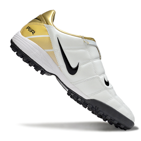 Chuteira Society Nike Air Zoom Total 90 III TF Branca e Dourada