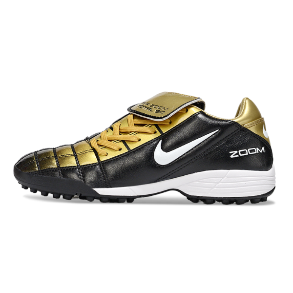Chuteira Society Nike Air Zoom Total 90 III TF Preta e Dourada