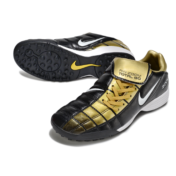 Chuteira Society Nike Air Zoom Total 90 III TF Preta e Dourada