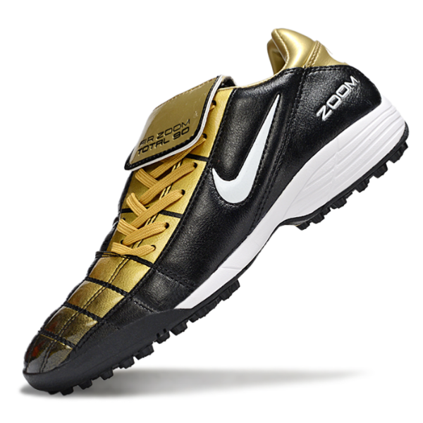 Chuteira Society Nike Air Zoom Total 90 III TF Preta e Dourada